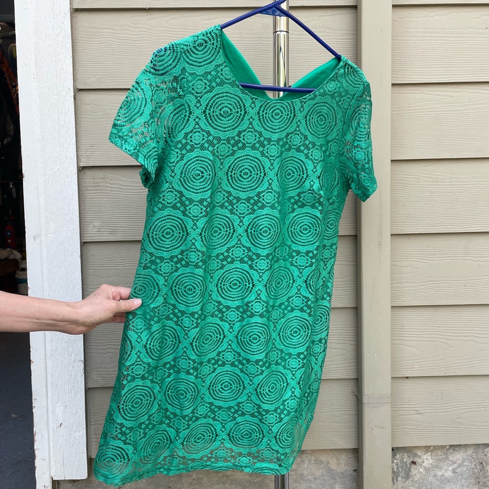 Green Lace Overlay Dress
